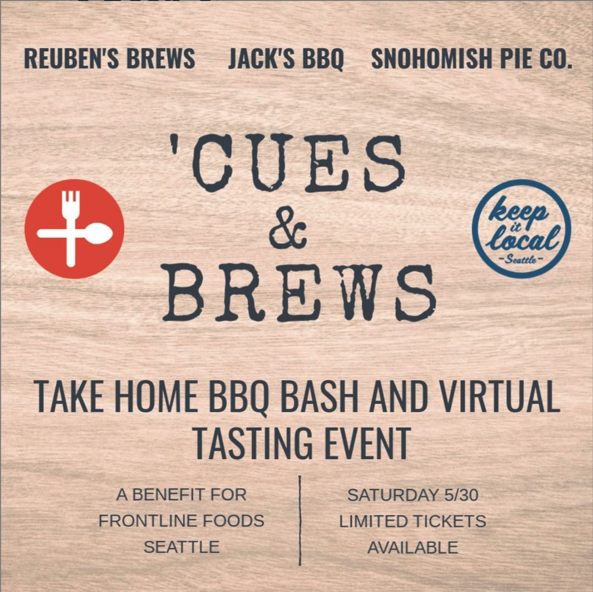 'CUES & BREWS benefitting Frontline Foods - SOLD OUT!